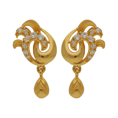 Cluster Design Gold Earring With Stones